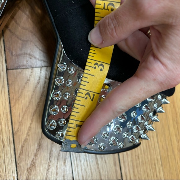 Lady Couture Club Color black knee high chrome spike platform cosplay boots 9 - Picture 6 of 10